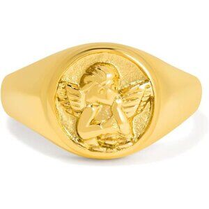 Guardian Angel Signet Stackable Pinky Ring - for Men